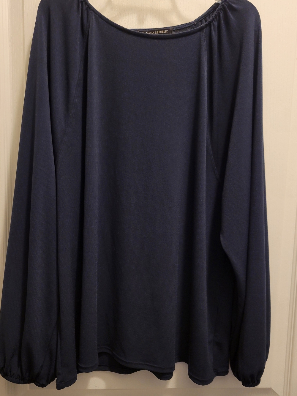Banana Republic Navy Blue Long Sleeve Gathered Peasant Blouse Top XL